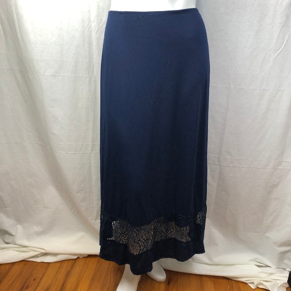 Dynamite Navy Blue Maxi Skirt w/ Crochet Detail - Picture 1 of 6